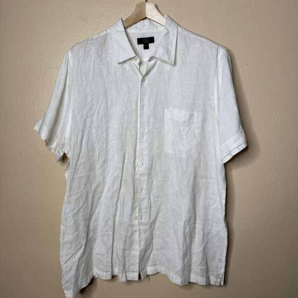 Club Room Luxury Linen Shirt Mens XXL White Button Up Short Sleeve Linen NWT - Picture 1 of 7